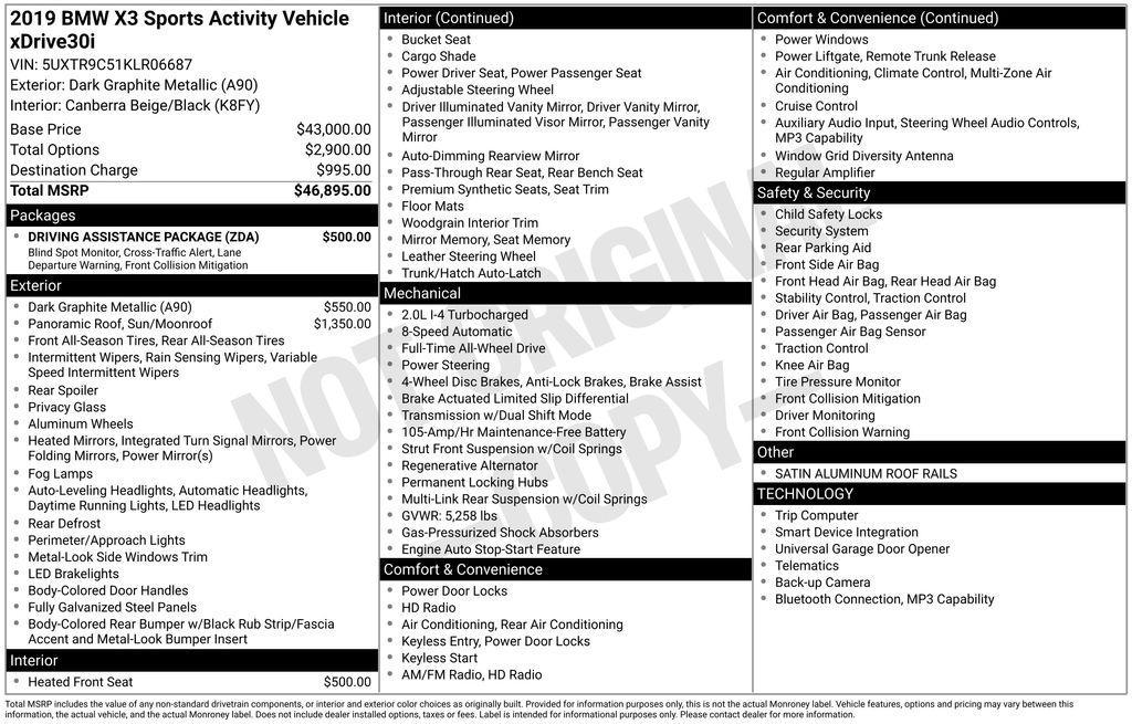 used 2019 BMW X3 car, priced at $16,759
