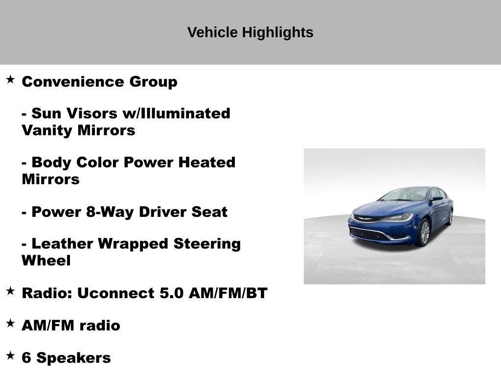 used 2015 Chrysler 200 car, priced at $8,386