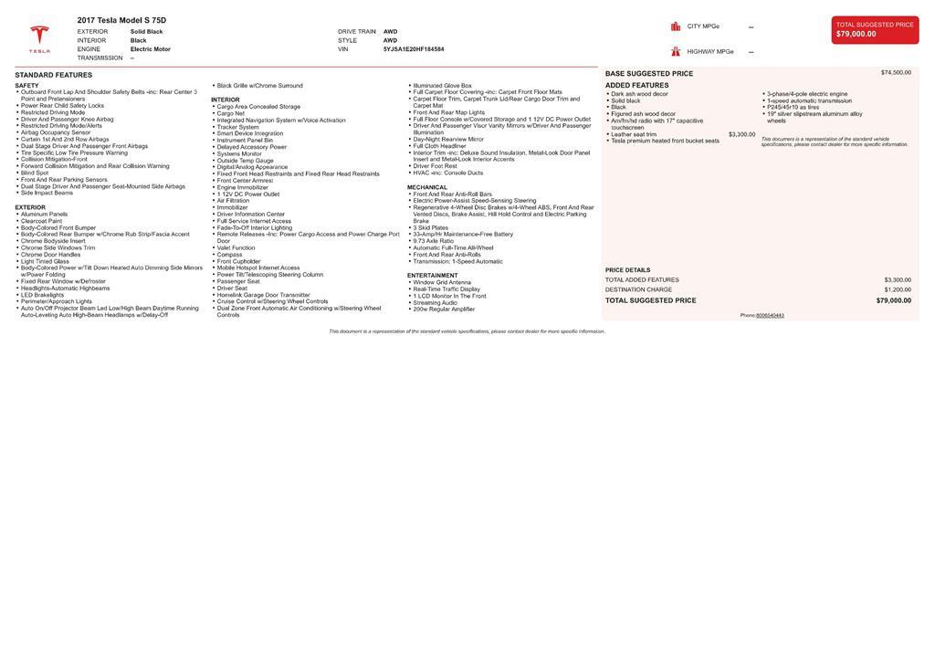 used 2017 Tesla Model S car, priced at $17,299