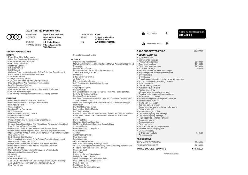 used 2023 Audi Q3 car, priced at $23,999
