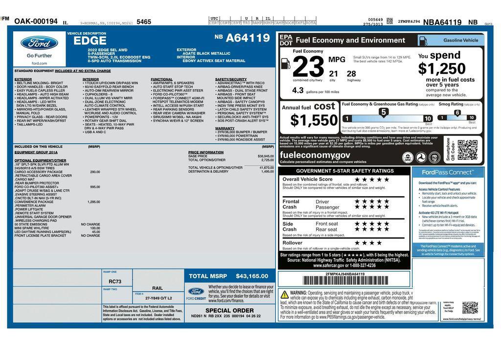 used 2022 Ford Edge car, priced at $19,489