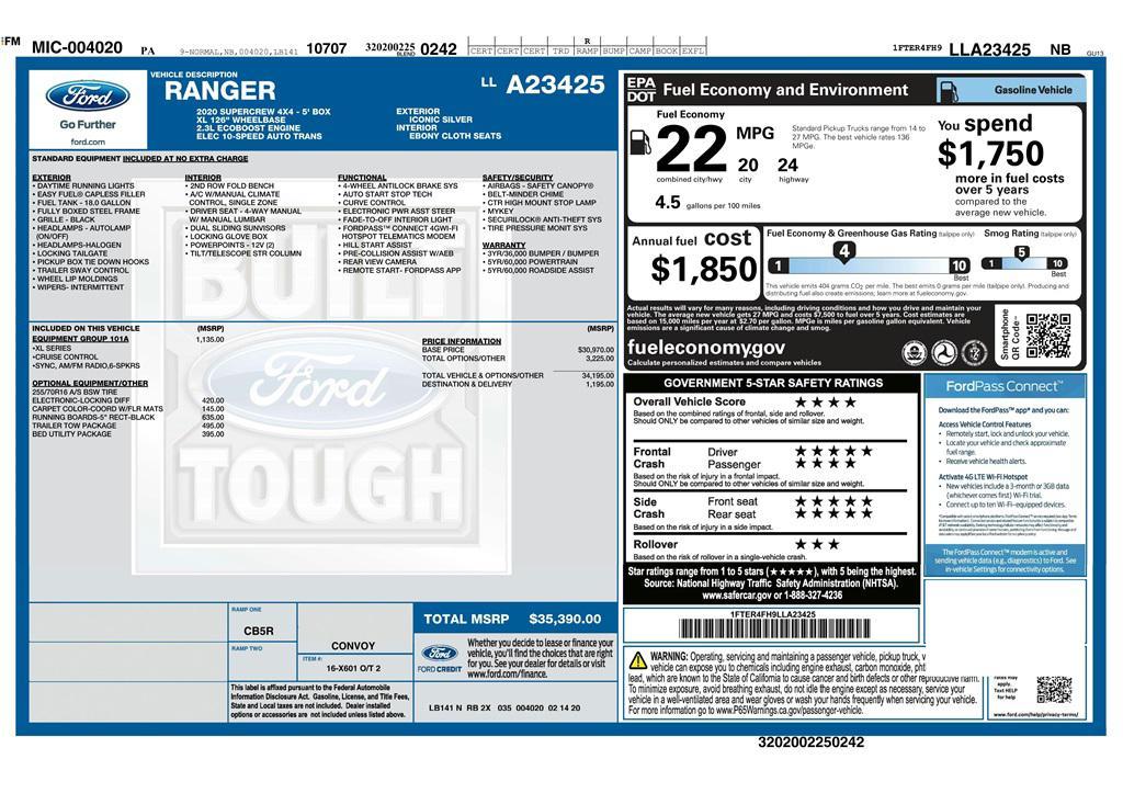 used 2020 Ford Ranger car, priced at $18,888