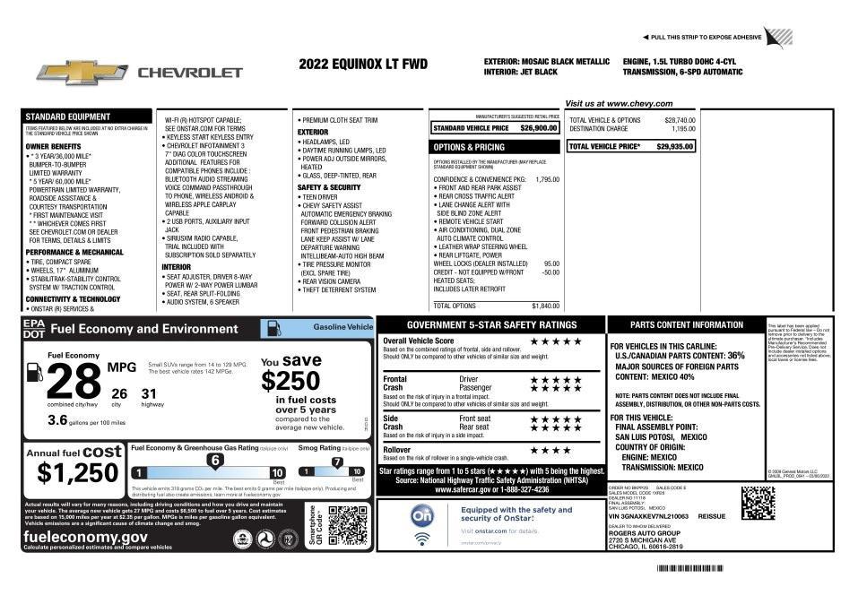 used 2022 Chevrolet Equinox car, priced at $17,499