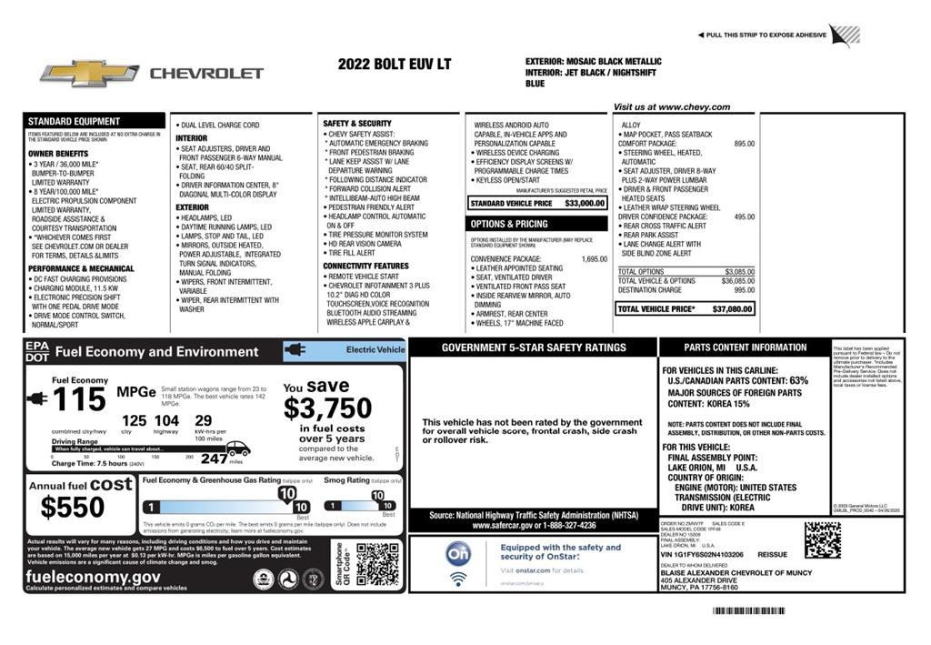 used 2022 Chevrolet Bolt EUV car, priced at $15,980