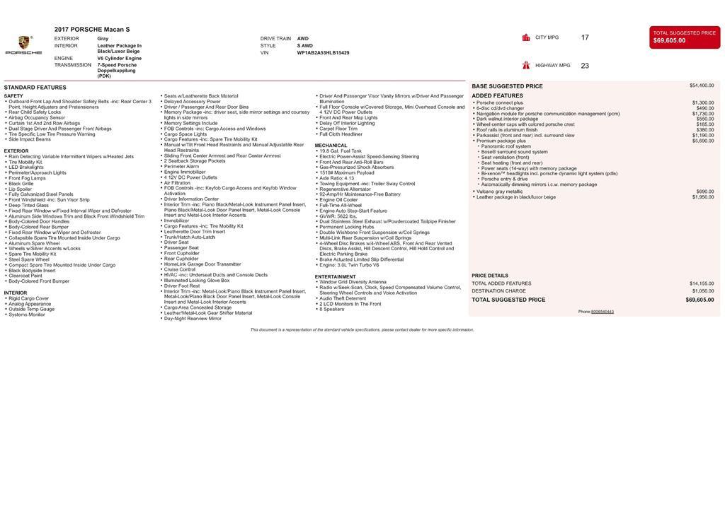 used 2017 Porsche Macan car, priced at $21,555