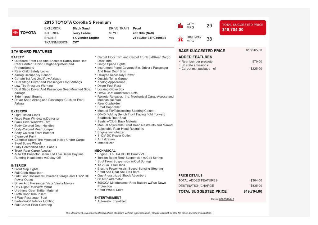 used 2015 Toyota Corolla car, priced at $14,122