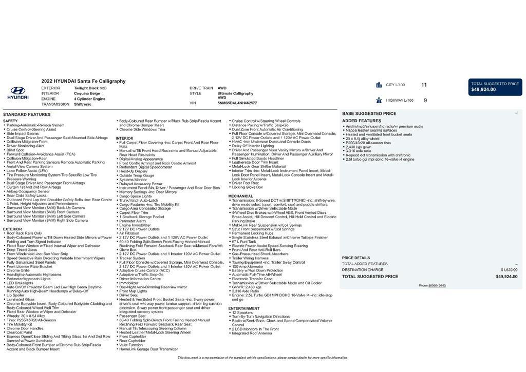 used 2022 Hyundai Santa Fe car, priced at $26,777