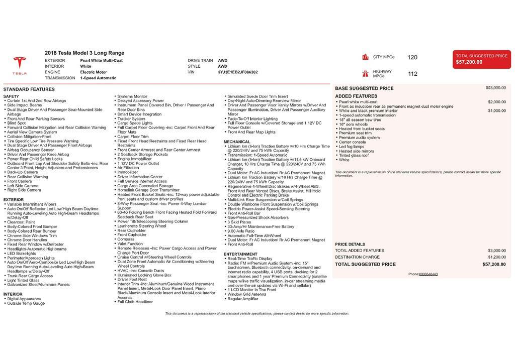 used 2018 Tesla Model 3 car, priced at $18,999