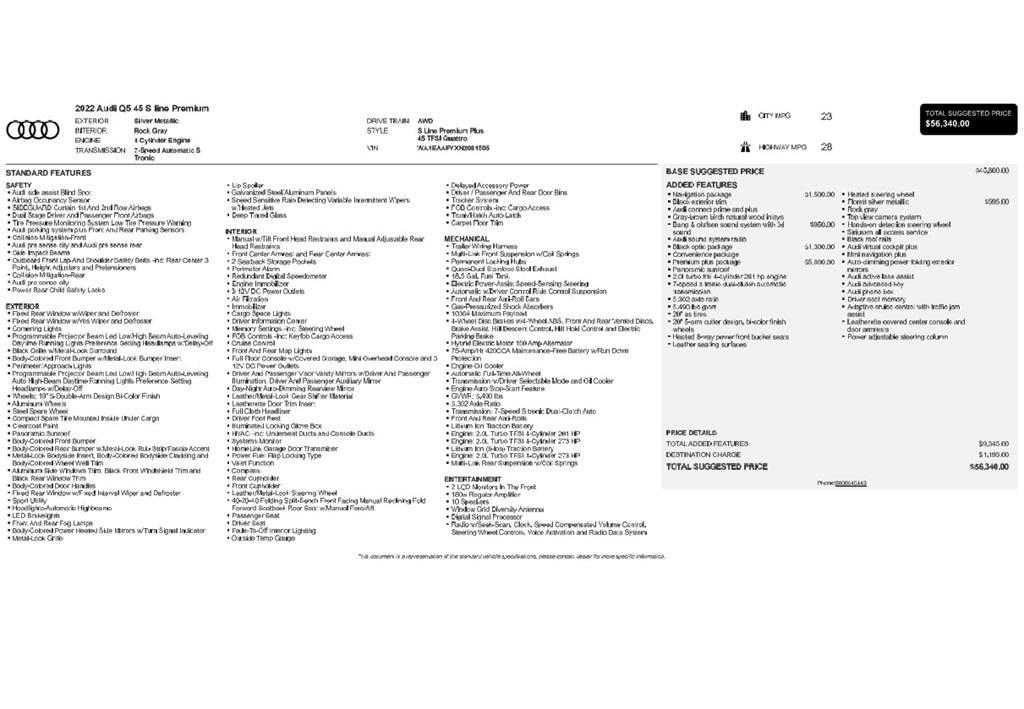 used 2022 Audi Q5 car, priced at $26,699