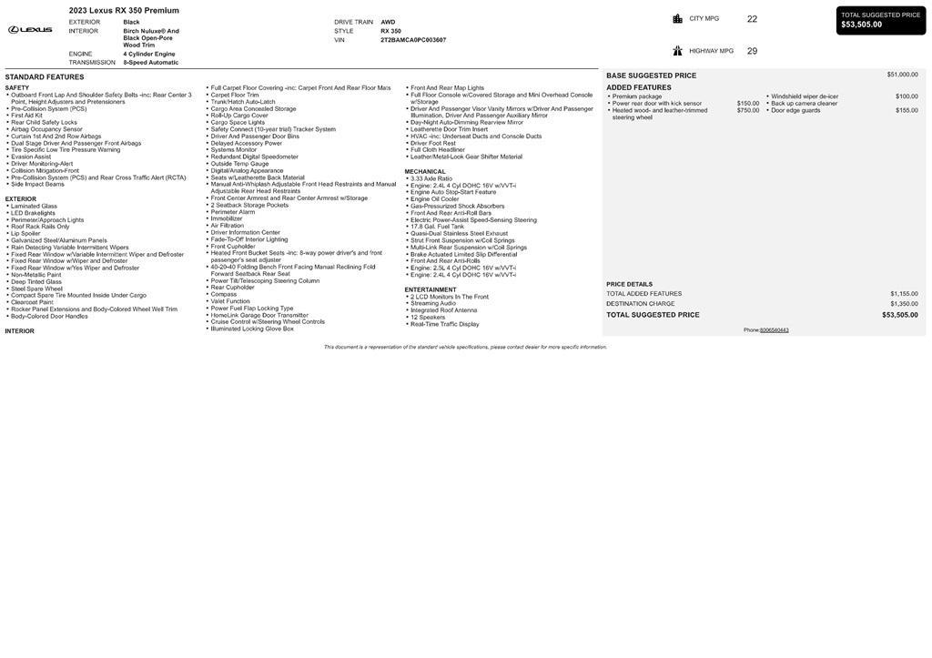 used 2023 Lexus RX 350 car, priced at $40,199