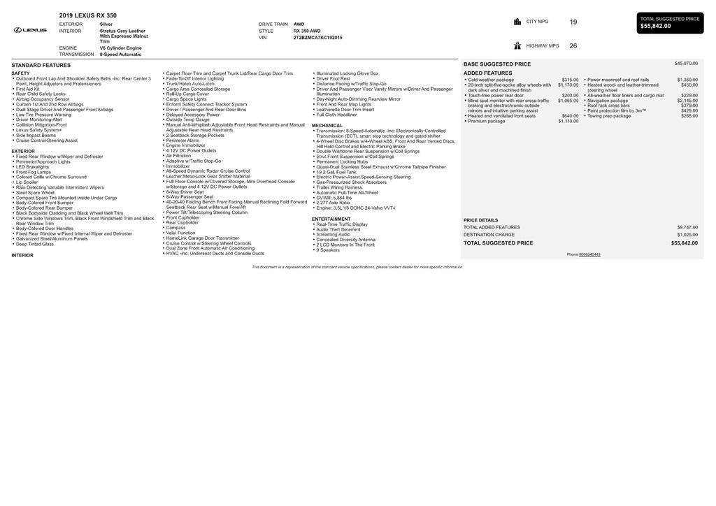 used 2019 Lexus RX 350 car, priced at $22,999