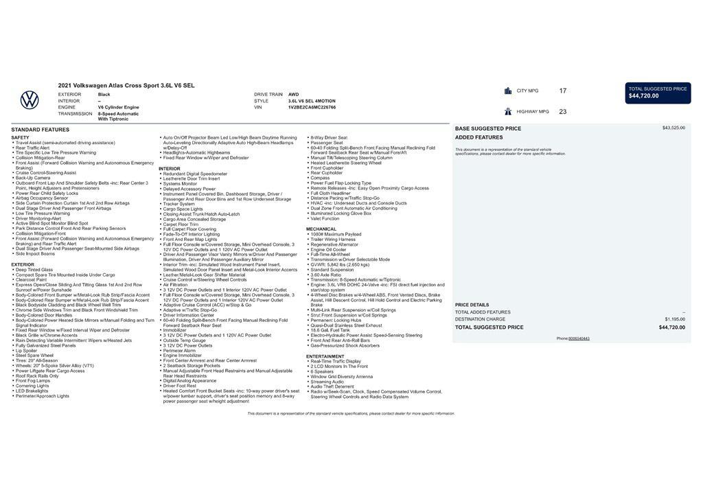 used 2021 Volkswagen Atlas Cross Sport car, priced at $22,499