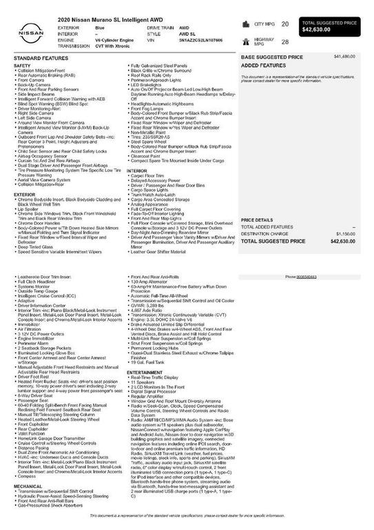 used 2020 Nissan Murano car, priced at $18,499