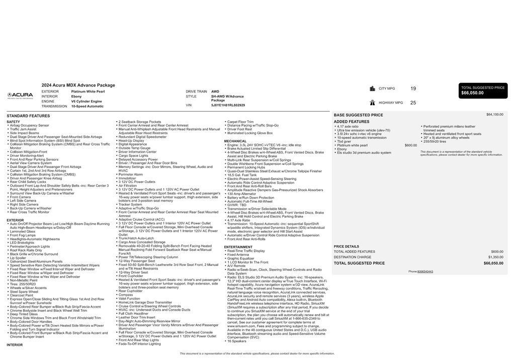 used 2024 Acura MDX car, priced at $46,900