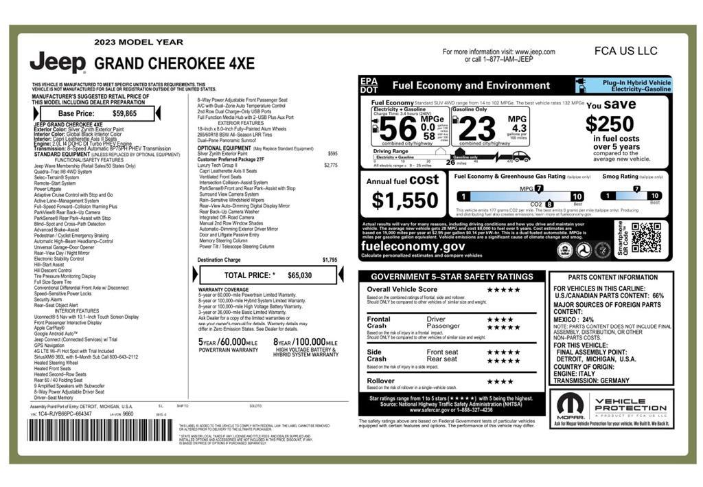 used 2023 Jeep Grand Cherokee 4xe car, priced at $26,888