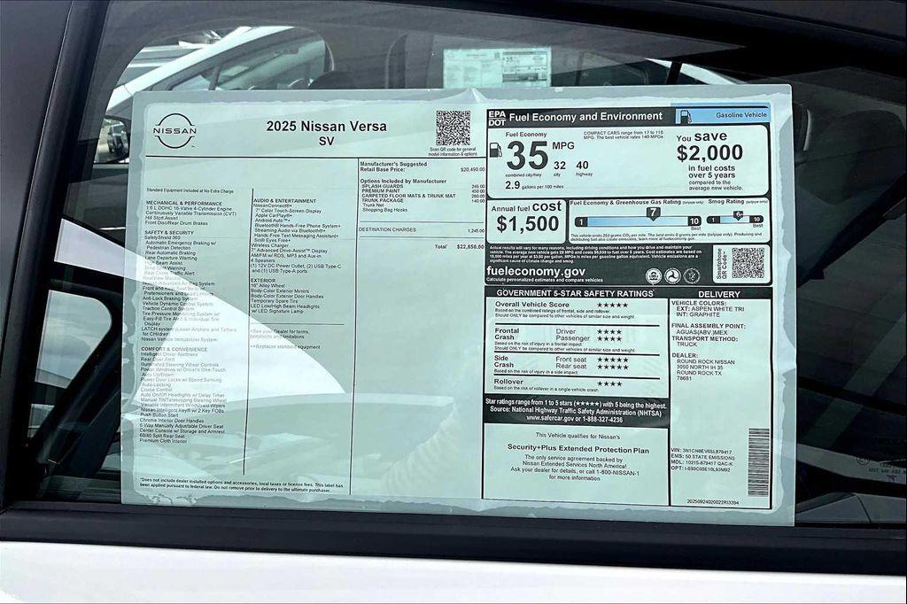 new 2025 Nissan Versa car, priced at $22,850