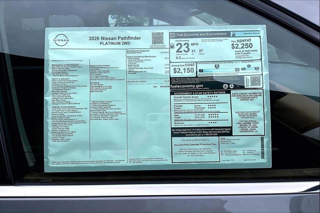 new 2026 Nissan Pathfinder car, priced at $49,260