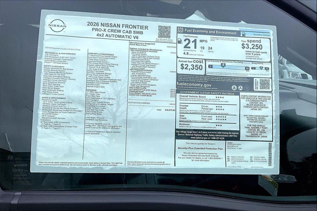 new 2026 Nissan Frontier car, priced at $45,445