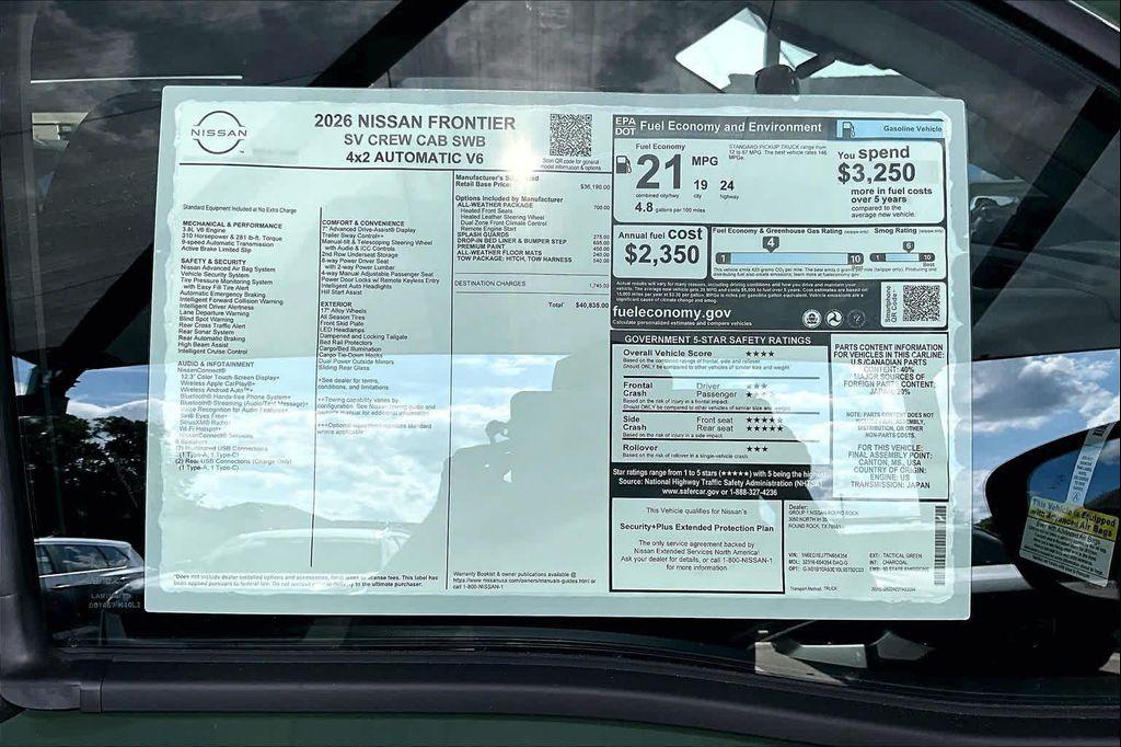 new 2026 Nissan Frontier car, priced at $37,560