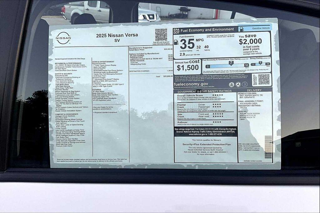 new 2025 Nissan Versa car, priced at $22,499