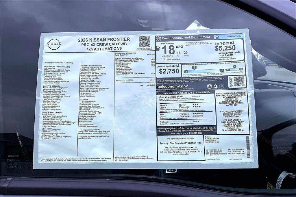 new 2026 Nissan Frontier car, priced at $43,335