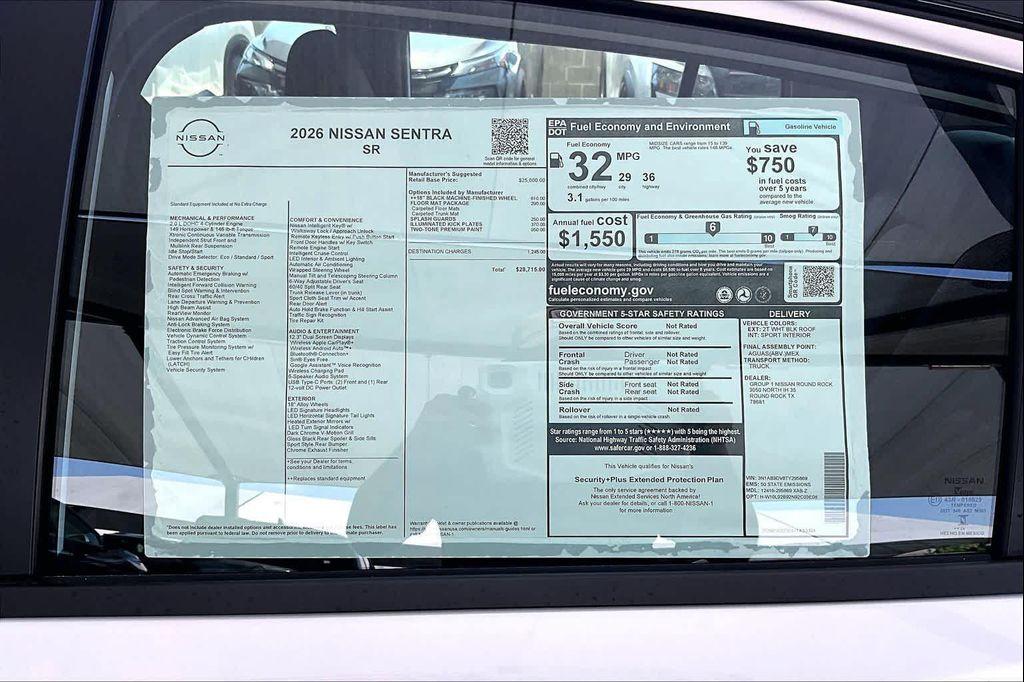 new 2026 Nissan Sentra car, priced at $27,940