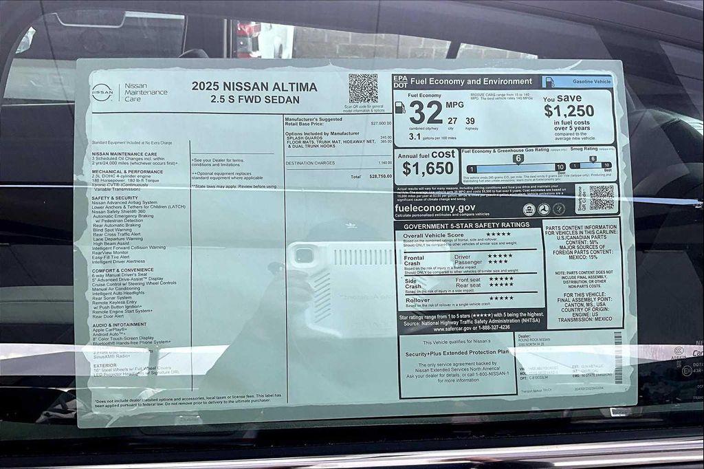 new 2025 Nissan Altima car, priced at $26,833