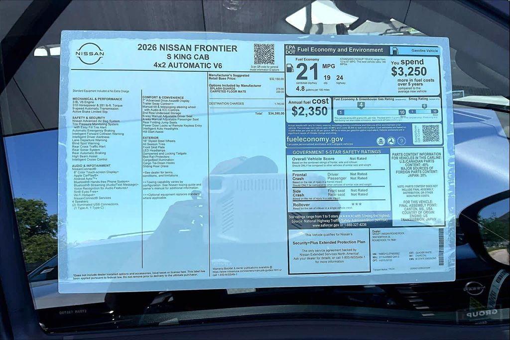 new 2026 Nissan Frontier car, priced at $32,115