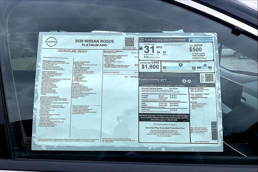 new 2026 Nissan Rogue car, priced at $37,704