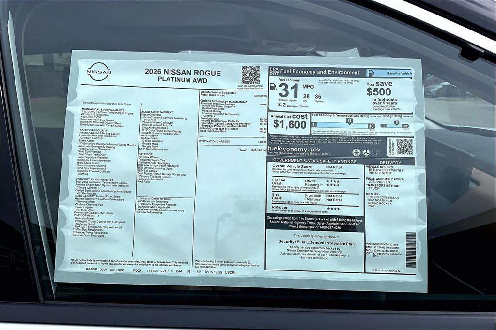 new 2026 Nissan Rogue car, priced at $37,722
