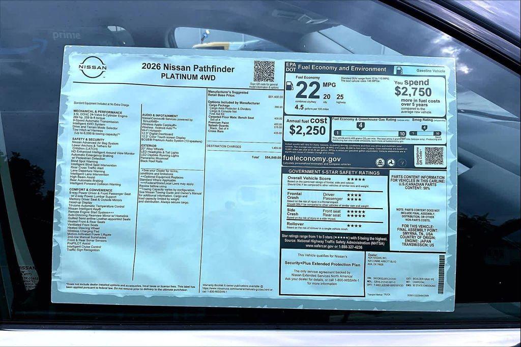 new 2026 Nissan Pathfinder car, priced at $51,565