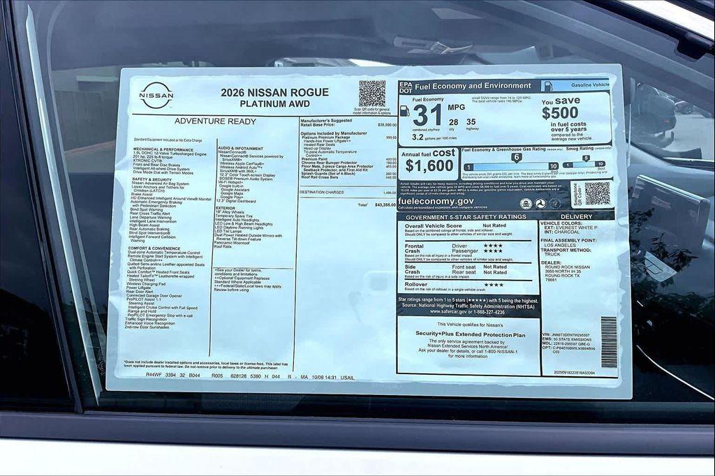 new 2026 Nissan Rogue car, priced at $37,199