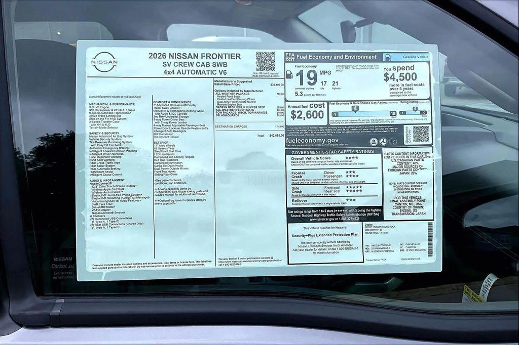 new 2026 Nissan Frontier car, priced at $40,410