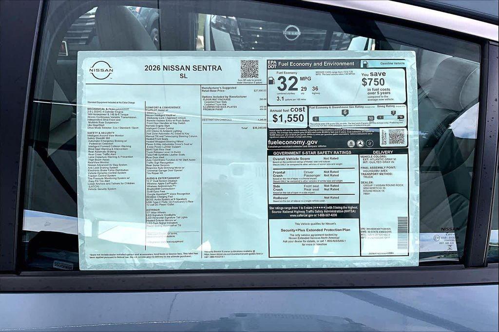 new 2026 Nissan Sentra car, priced at $30,070