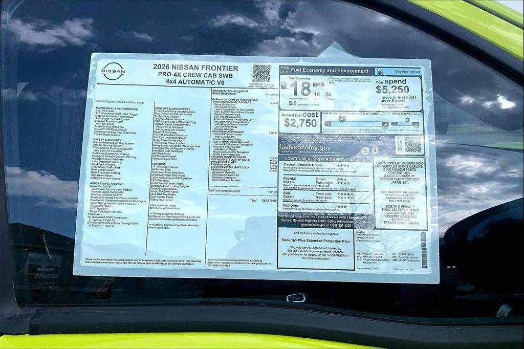 new 2026 Nissan Frontier car, priced at $51,170