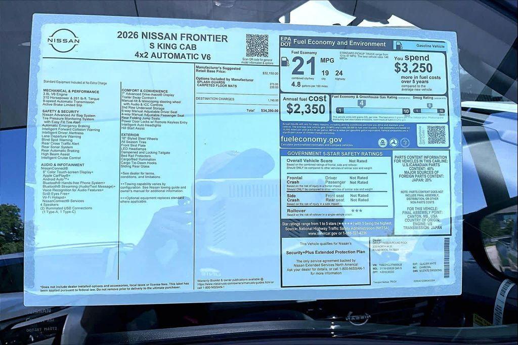 new 2026 Nissan Frontier car, priced at $32,115