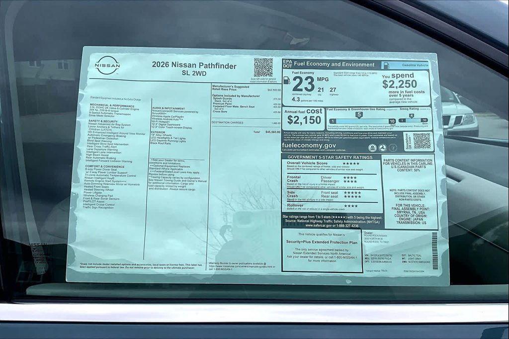 new 2026 Nissan Pathfinder car, priced at $45,560