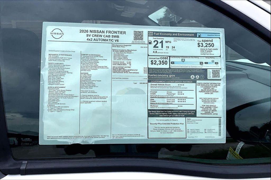new 2026 Nissan Frontier car, priced at $36,690