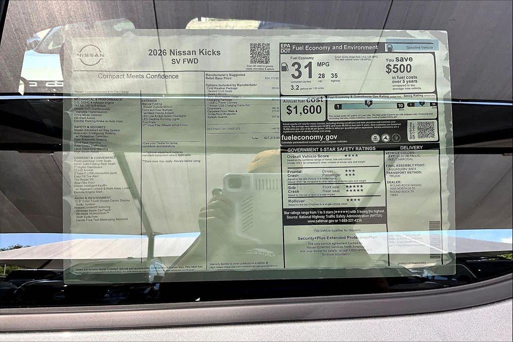 new 2026 Nissan Kicks car, priced at $26,440