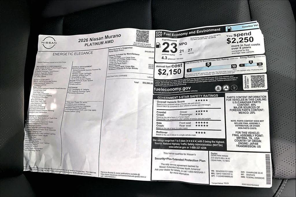 new 2026 Nissan Murano car, priced at $49,210
