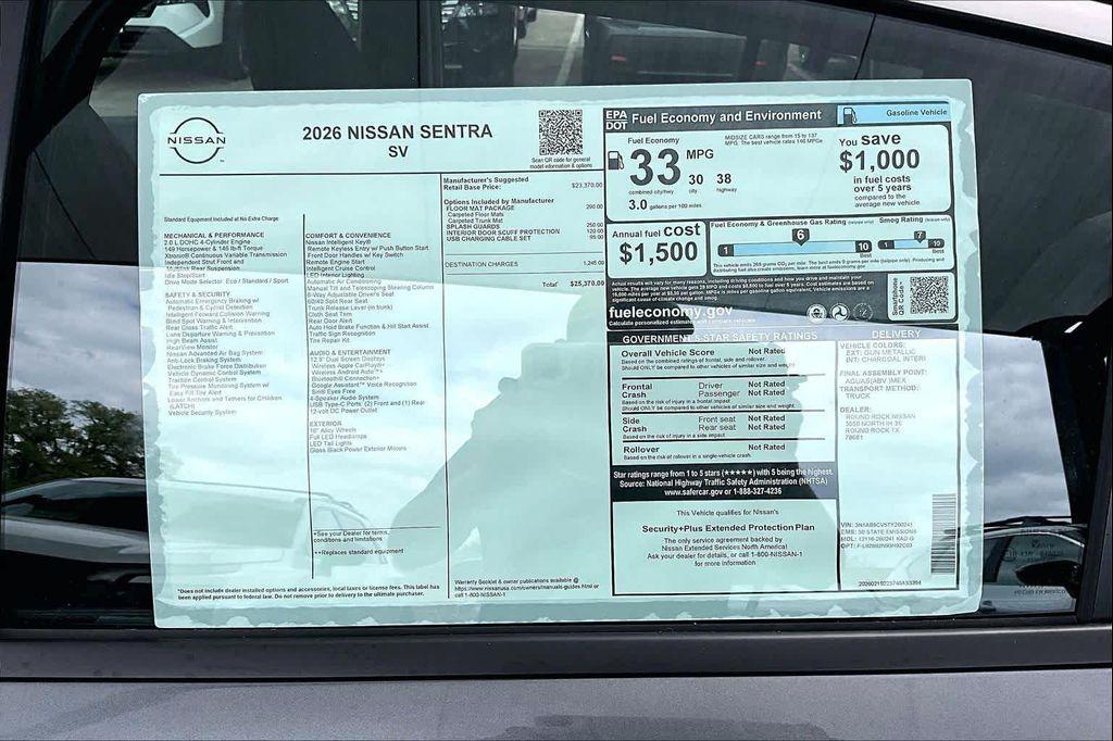 new 2026 Nissan Sentra car, priced at $24,595