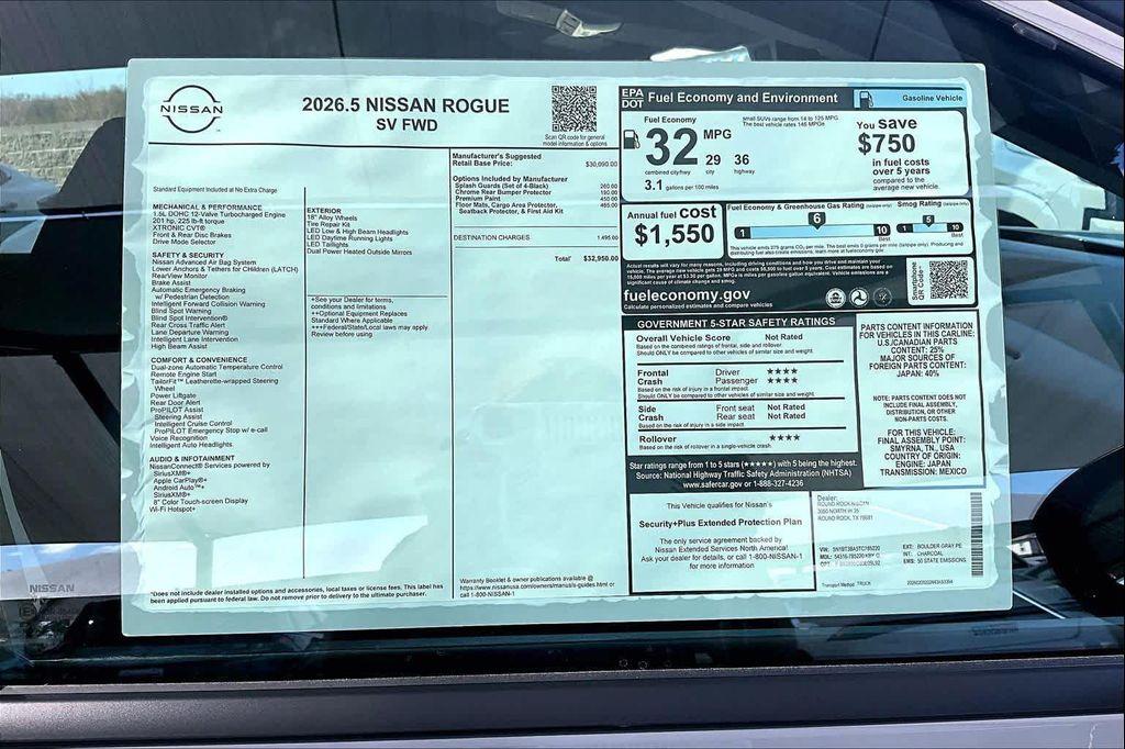 new 2026 Nissan Rogue car, priced at $29,675