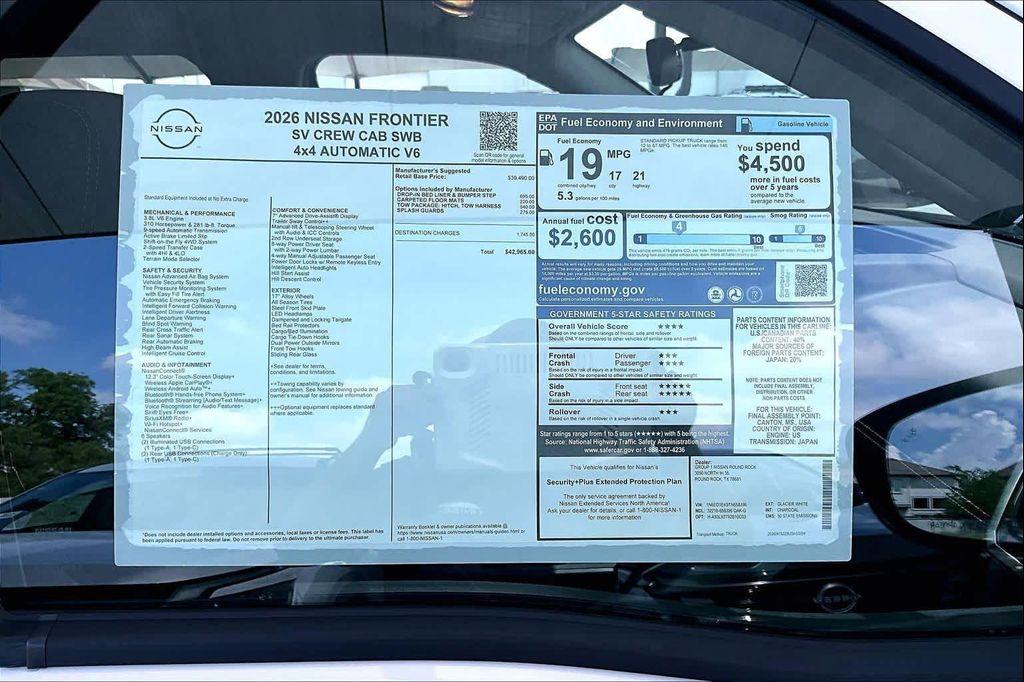 new 2026 Nissan Frontier car, priced at $39,690