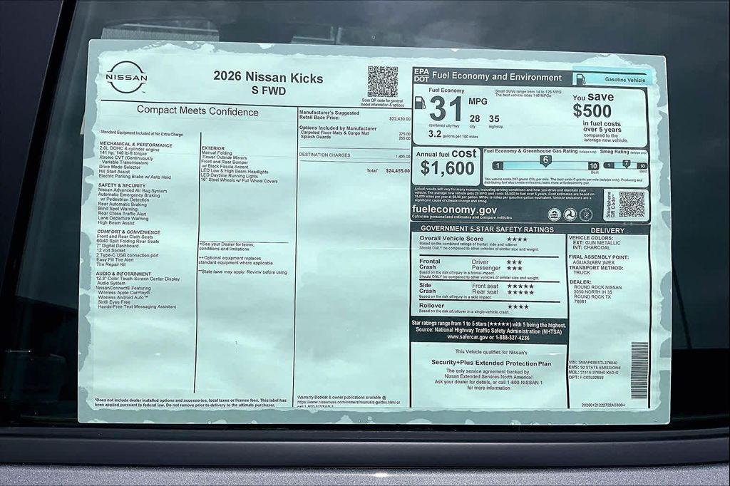 new 2026 Nissan Kicks car, priced at $24,680