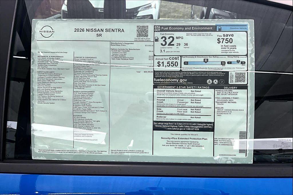 new 2026 Nissan Sentra car, priced at $27,830