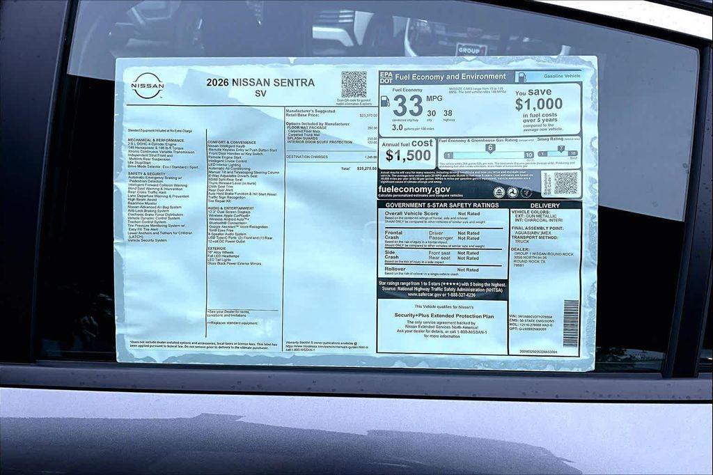 new 2026 Nissan Sentra car, priced at $24,500