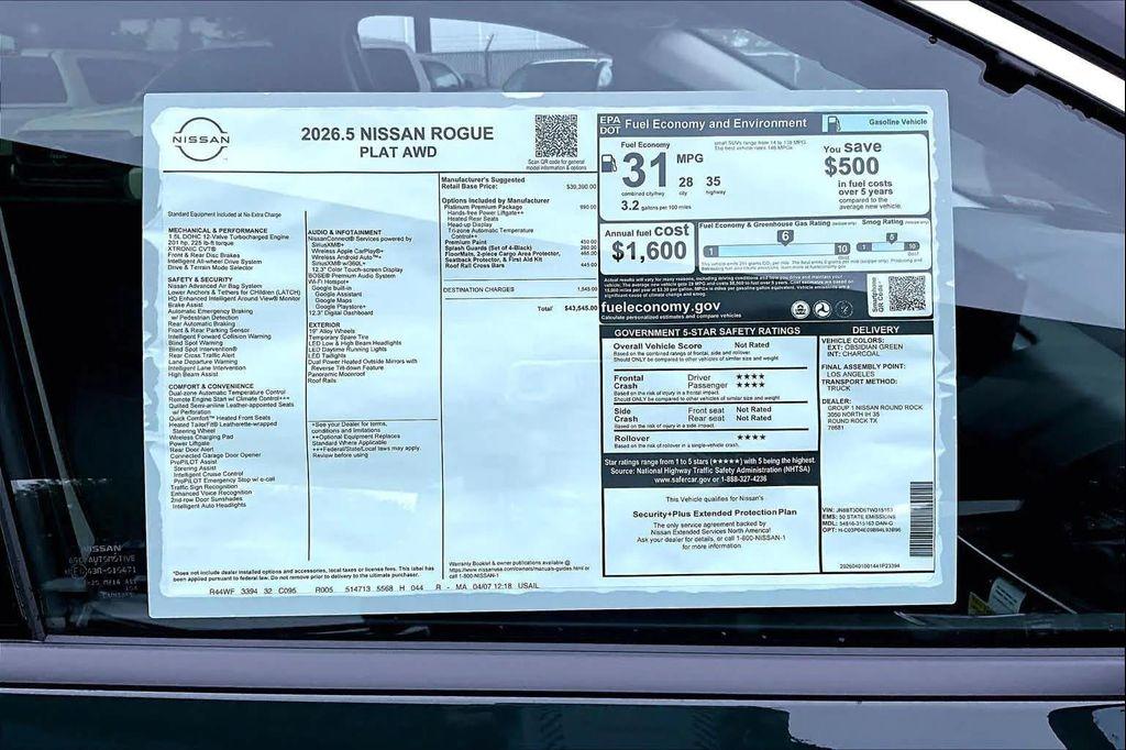 new 2026 Nissan Rogue car, priced at $40,270