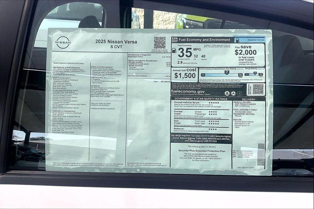 new 2025 Nissan Versa car, priced at $21,000