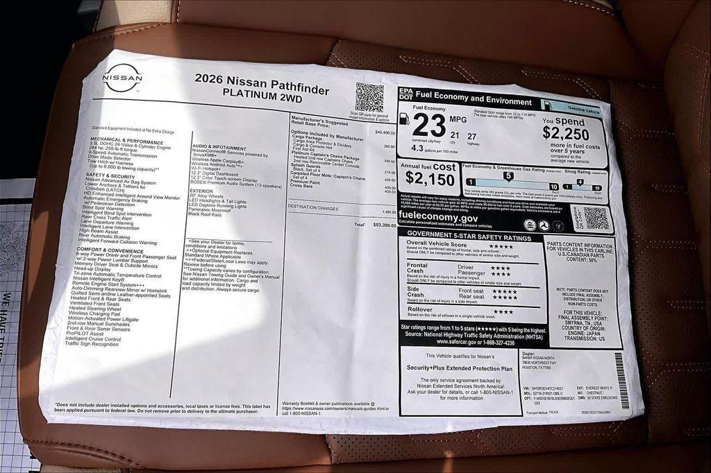 new 2026 Nissan Pathfinder car, priced at $50,115