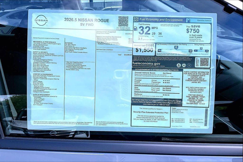 new 2026 Nissan Rogue car, priced at $29,725